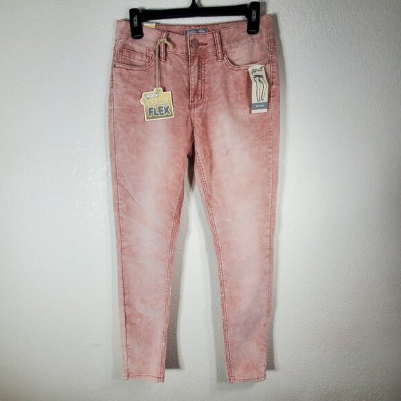 Indigo Rein Womens Color Flex Midrise Skinny Jeans Size 7 Pink Denim Blend - Picture 1 of 15
